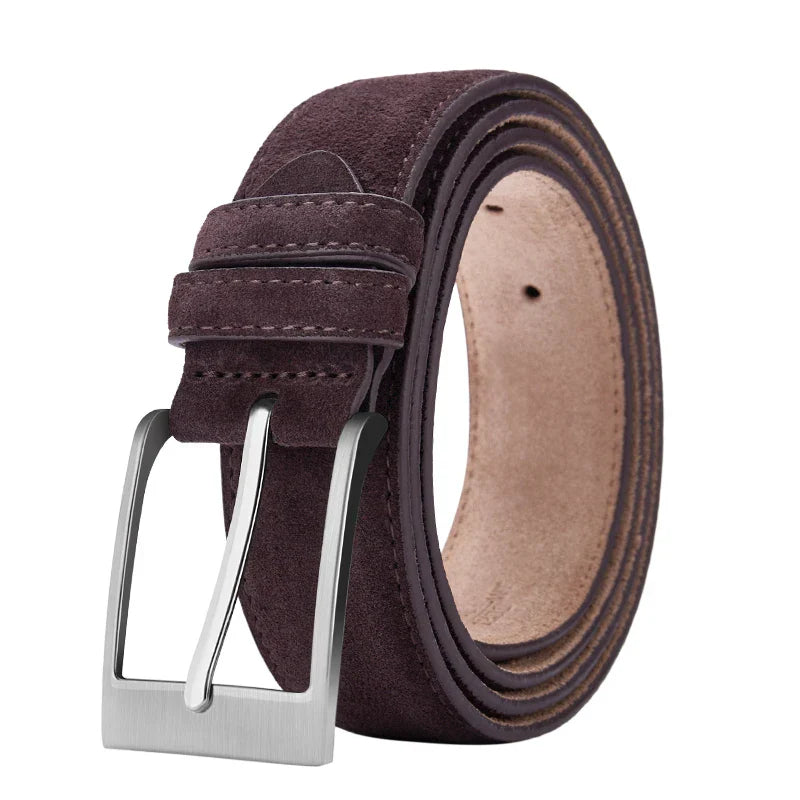Sude Belts Cow Leather for Man And Lady Plaid Jeans Pin Buckle Luxury High Quality Classic Genuine Leather Sude Belts Cow Leathe