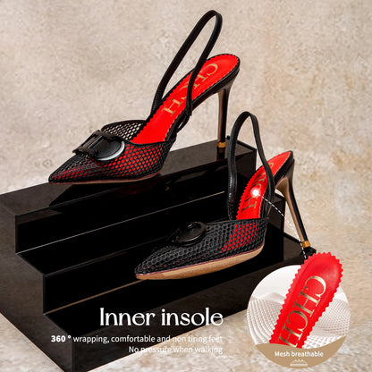 Breathable Mesh Design Fashion Women's Sandals Solid Color Simple Classic Style Versatile Women's High Heels