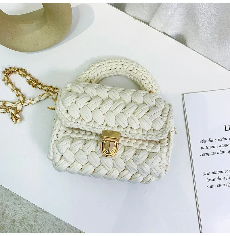 DIY Knitted Handbag Wallet Fashion Rope Woven Ladies Handbag Designer Casual Chain Shoulder Messenger Bag