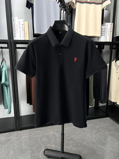 Designer brand 100% cotton short sleeve polo shirt luxury fashion pony embroidery men's business leisure summer new Paul T-shirt