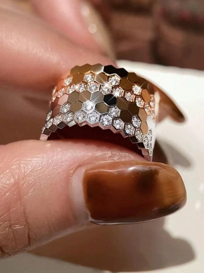 925 Sterling Silver Personality Simple Delicate Honeycomb Ring For Women Engagement Wedding Luxury High Quality Fine Jewelry