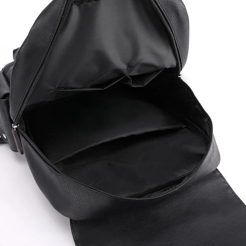 2023 Men Backpack PU Leather Bagpack Large Laptop Backpacks Male Mochilas Black Schoolbag For Teenagers Boys Brown Sac A Dos