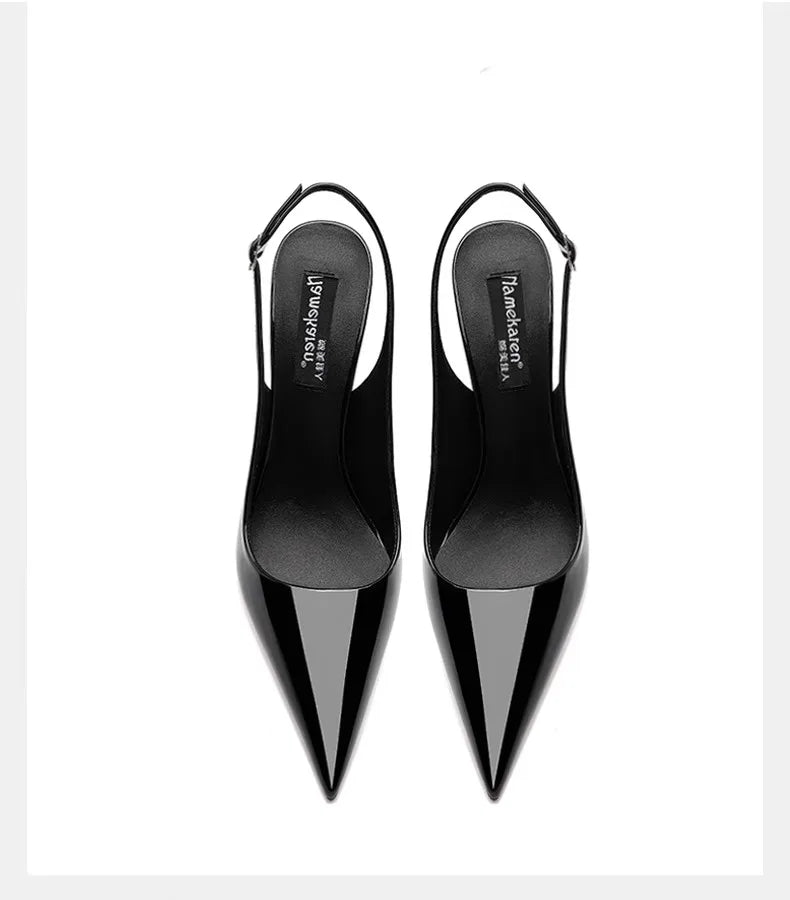 2026Summer Fashion Buckle Women's High Heels 10cm New Open Heel Party Dress Designer Pointed Toe Casual Sandals Zapatillas Mujer