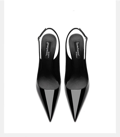 2026Summer Fashion Buckle Women's High Heels 10cm New Open Heel Party Dress Designer Pointed Toe Casual Sandals Zapatillas Mujer
