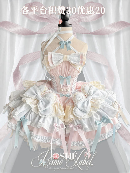 Girls Birthday Lolita Dress 2024 Spring and Summer Women's Tube Top Satin Bowknot Slim Pettiskirt Short Mini Party Dress