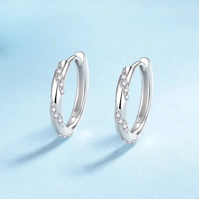 Women Valentine's Day 18K White Gold Wedding Hoop Earrings Girl 0.348CT Moissanite Diamond Daughter PT950 Platinum Birthday Gift