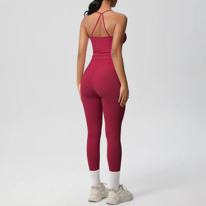 2PCS Yoga Set Nude Feeling Workout Sets Women Tracksuit Gym Push Up Fitness Running Workout Sportwear Sport Bra Leggings Suit