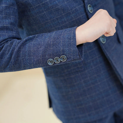 Boys Plaid Suit 3 Piece Jacket Vest Pants Wedding Birthday Party Ceremony Competition Size 4-16Y Teen Suit