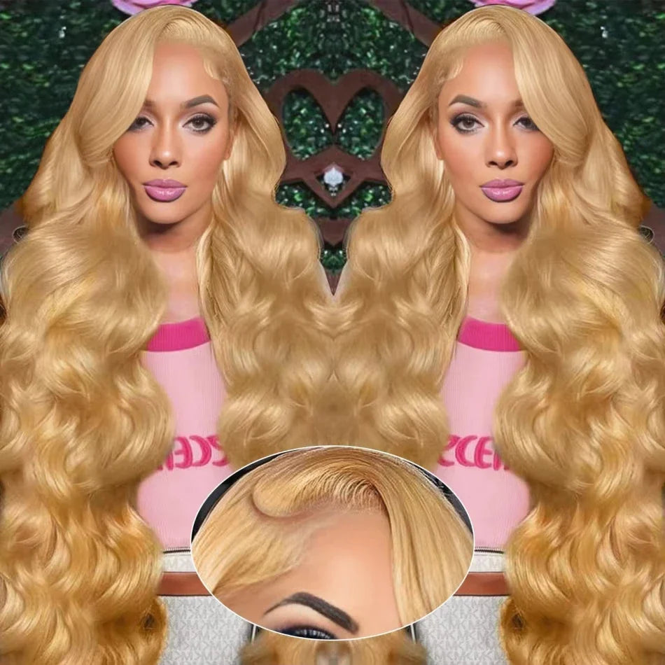 13x6 HD Lace Front Human Hair Wig 210% Density Body Wave Human Hair Wigs Colored 27# Pre Plucked Brazilian Hair