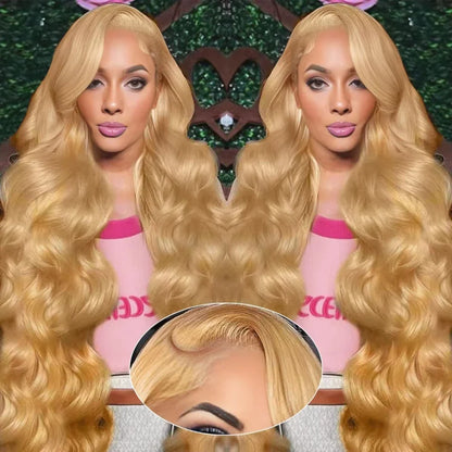 13x6 HD Lace Front Human Hair Wig 210% Density Body Wave Human Hair Wigs Colored 27# Pre Plucked Brazilian Hair