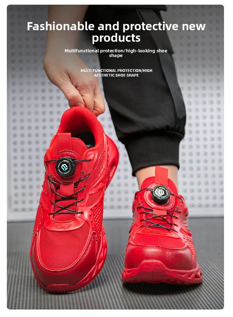 Men's Summer Mesh Labor Protection Shoes Anti-Smashing Wear-Resistant Outdoor Construction Site Protection Work Shoes Anti-Pierc