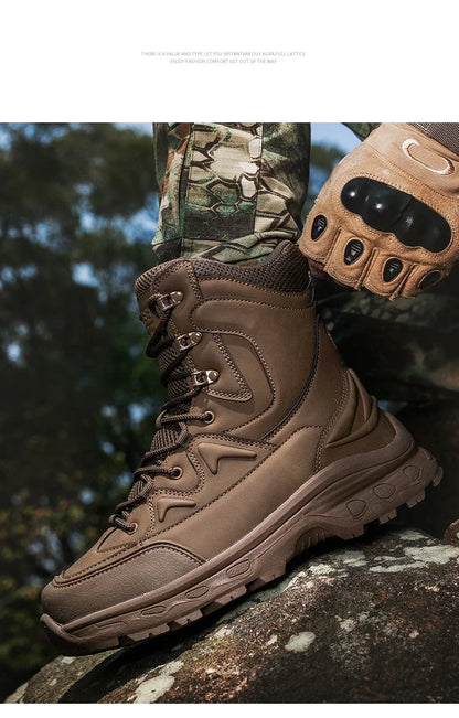 Fashion Men Boots Desert Tactical Boots Mens High Top Outdoor Hiking Shoes Waterproof Ankle Work Safty Sneakers