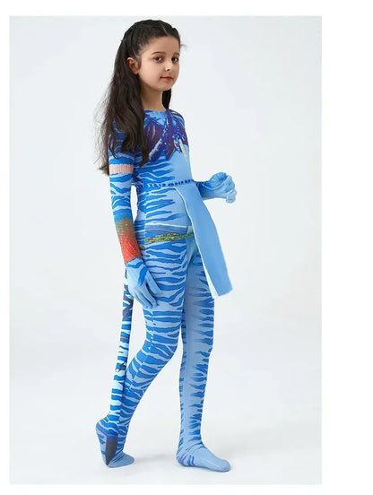 Avatar Costume for Kids Cosplay Alien Child Boy Girl Avatar The Way of Water Christmas Halloween Masquerade Party Dress Up