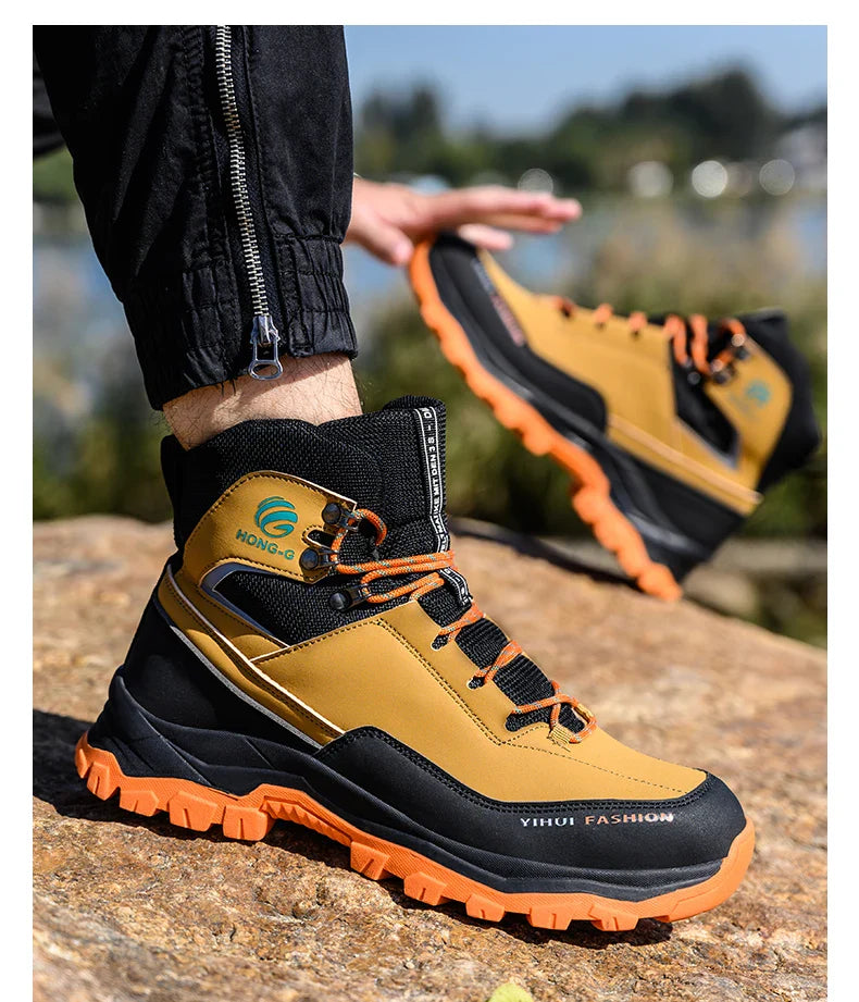 Men's Safety Shoes Steel Toe Anti Smash Safety Boots Puncture Proof Construction Wear-Resistant Work Boots