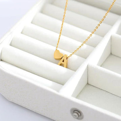 6MM Heart Dainty Initial DIY Necklace Gold Color Letter Choker Necklace For Women Pendant Jewelry Gift