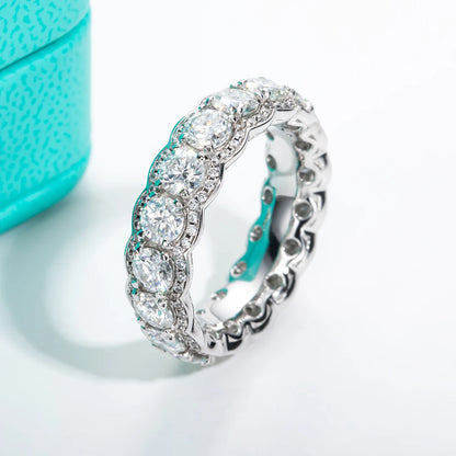 4mm 5.5cttw D Color Moissanite Wedding Band Ring 925 Sterling Silver Eternity Band  Rings For Women Jewelry Wholesale