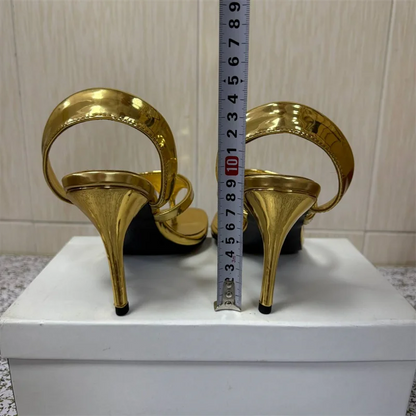 Sandálias Femininas de Verão com Salto Agulha, Concisas, Estilo Flip-flop, Salto Alto, Slingback, Sapatos Femininos para Passarela, Tamanhos Grandes 34-46