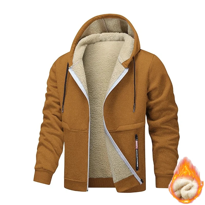 Animal Game Mens Casual Hooded for Men Fleece Sweatshirt Thick Sherpa Lined Hoodies Zipper Jacket Thick Heavyweight Sweatshirts