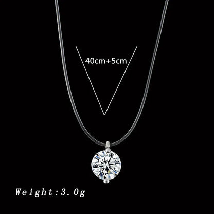 Simple Round Single Rhinestones Pendant Necklaces for Women Trendy Transparent Fishing Line Short Chokers Party Neck Jewelry