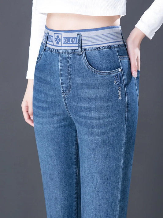 Women Casual Elastic High Waist Skinny Denim Pants
