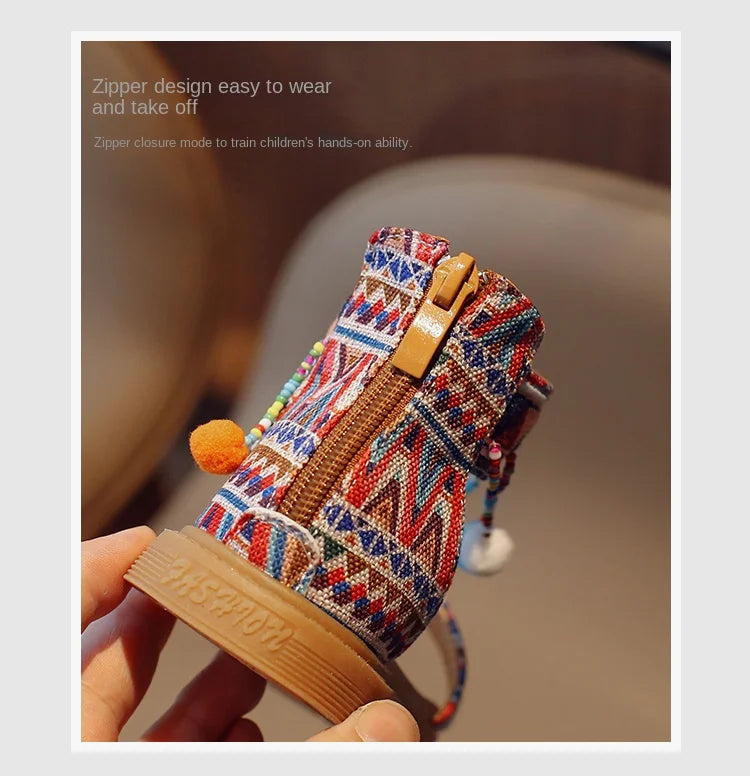 Ethnic Style Simple Children Roman Shoes 2024New Soft Breatheable Flats Open-toe Kids Shoes Non-slip Girls Sandals GLADIATOR