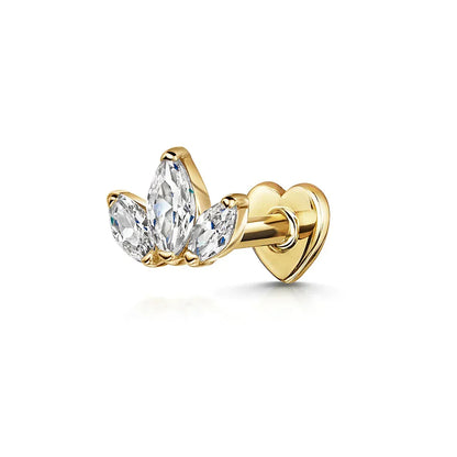 1PC 925 Sterling Silver Crown Horse Eye Zircon Heart Flat Head Cartilage Piercing Stud Earring For Women Claasic Earring