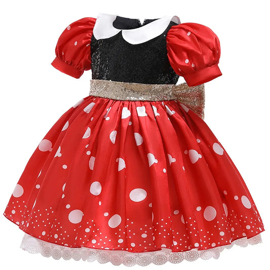 Girls Party Dresses Children Summer Clothes Kids Mouse Polka Dot Dress Girls Birthday Party Children's Day Halloween Costume
