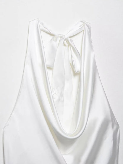 2025 Women Sexy Sleeveless Backless Bow Tied Soft Touch Blouse Female FashionHalter Shirts Summer Blusas Chic Tops LS9013
