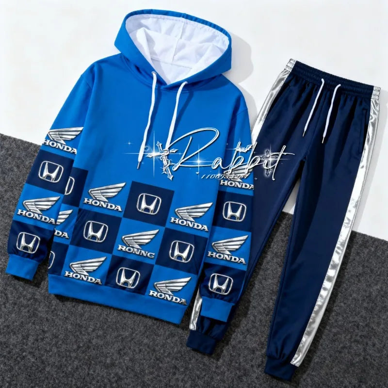 Racing Track Rider Fashion Cycling Motorcycle Set Retro Hoodie Casual Sports Pants Two Piece Off Road Set Downhill Bike