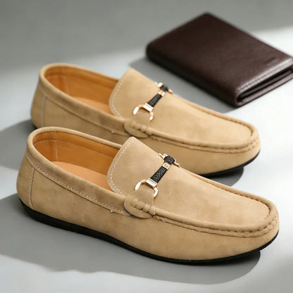 Classic Suede Leather Shoes Men Slip On Loafers Preppy Lightweight Breathable Wallking Driving Shoes Comfort Casual Men Sneakers