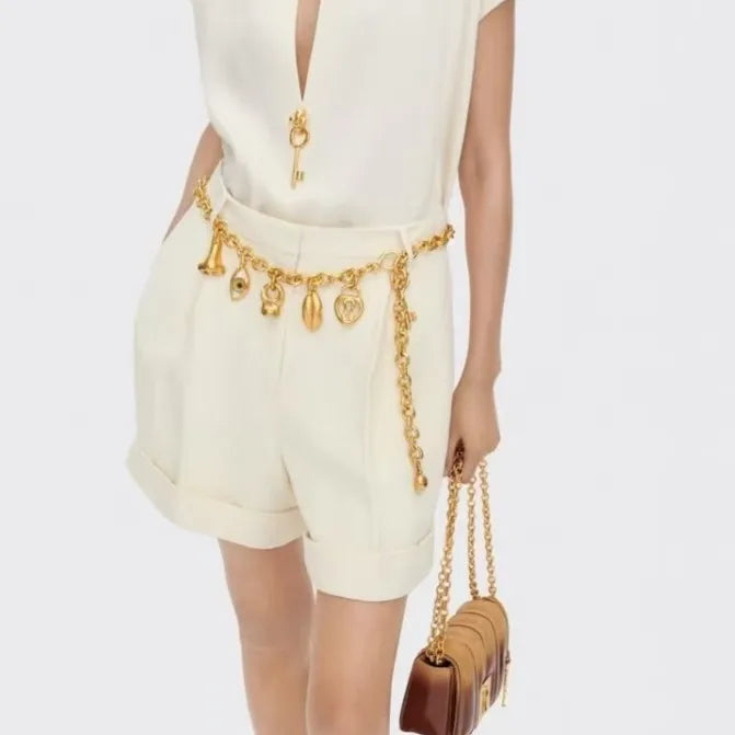 Summer new high-quality copper gold-plated necklace, waist chain and bracelet sets