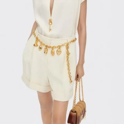 Summer new high-quality copper gold-plated necklace, waist chain and bracelet sets