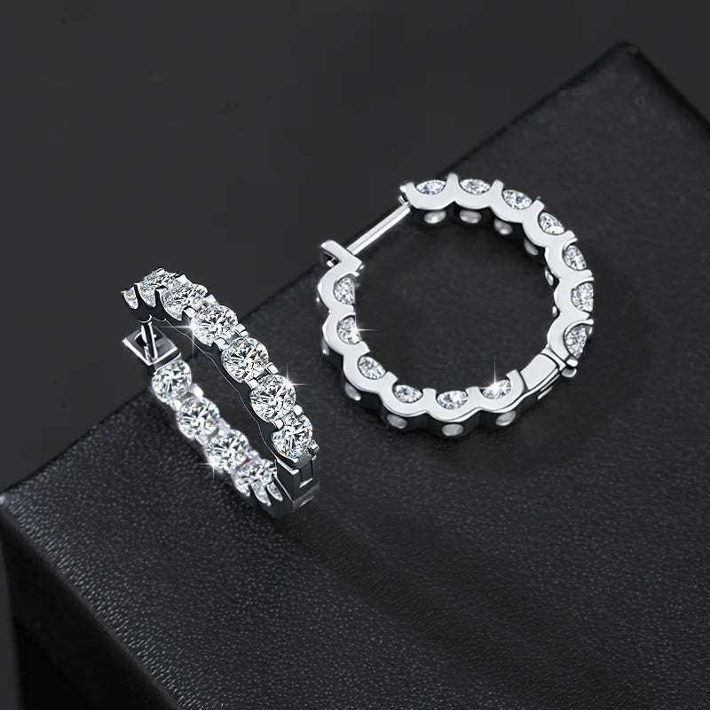 3.0 D Color Moissanite Hoop Earring 925 Sterling Sliver Moissanite Hoop Earring for Women Wedding Party Jewelry