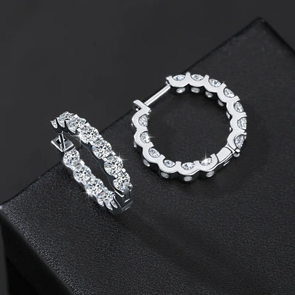 3.0 D Color Moissanite Hoop Earring 925 Sterling Sliver Moissanite Hoop Earring for Women Wedding Party Jewelry