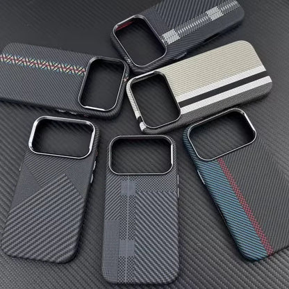 Carbon Fiber Texture Magnetic Case For iphone 17 Pro Max 17Pro Air Ultrathin Alloy Lens Wireless Charge for Magsafe Hard Pc Case