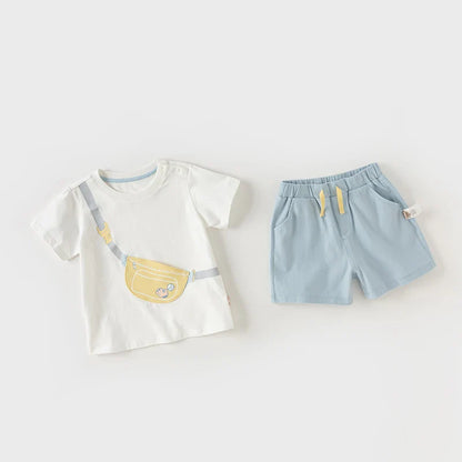 Boy's Suit 2025 New Summer Clothes Children's Short-Sleeved T-shirt Shorts Baby Two-Piece Set Casual Sport DB2240629