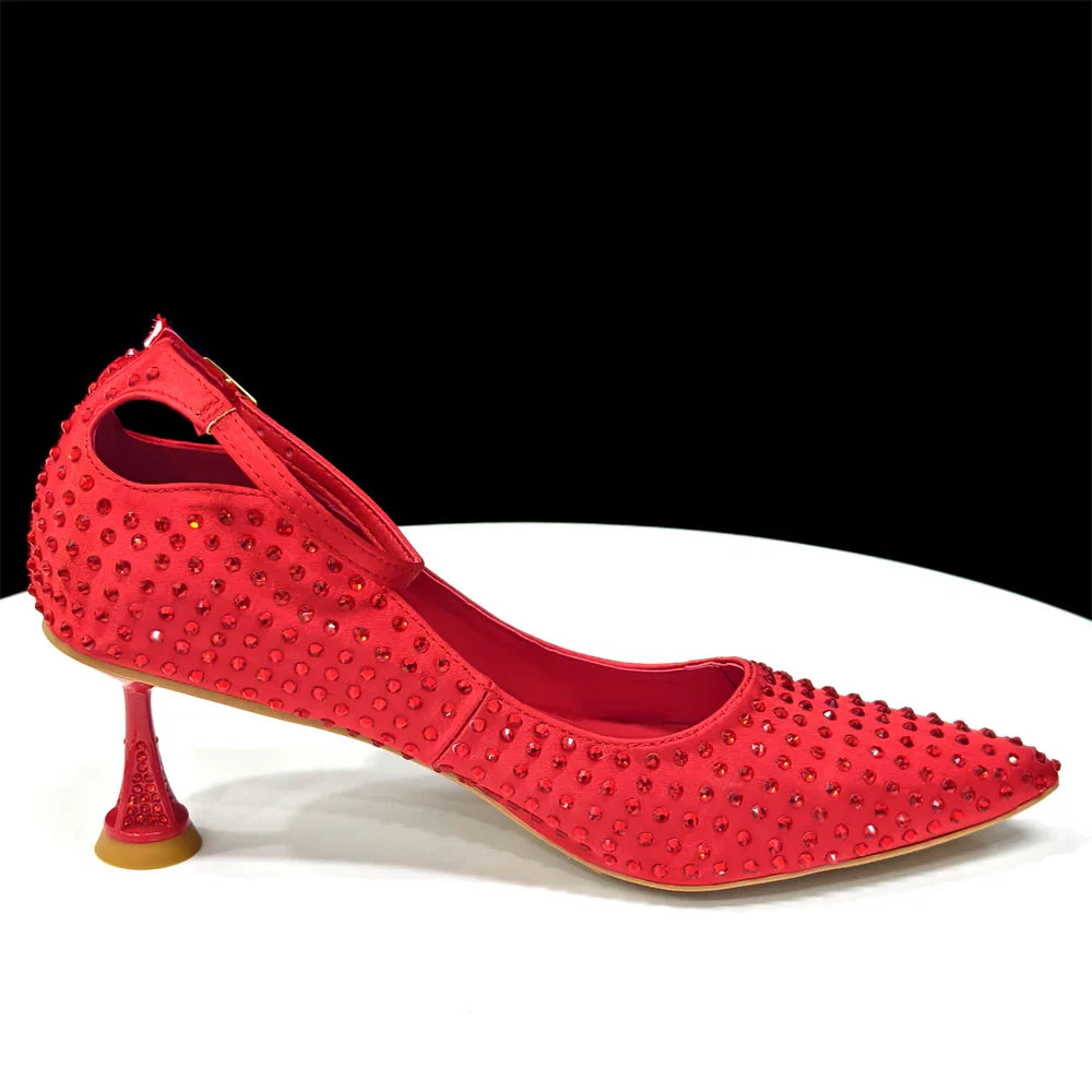 Women's Heels & Bag Set – Rhinestone-Embellished Designer Shoes Perfect for Weddings & Special Occasions