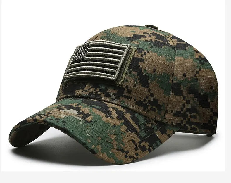 American Flag Camouflage Sticker Embroidered Baseball Cap Net Hat Men's Outdoor Velcro Cap