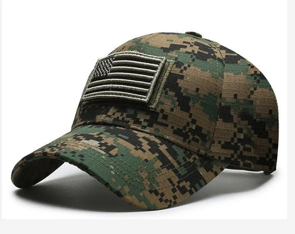 American Flag Camouflage Sticker Embroidered Baseball Cap Net Hat Men's Outdoor Velcro Cap