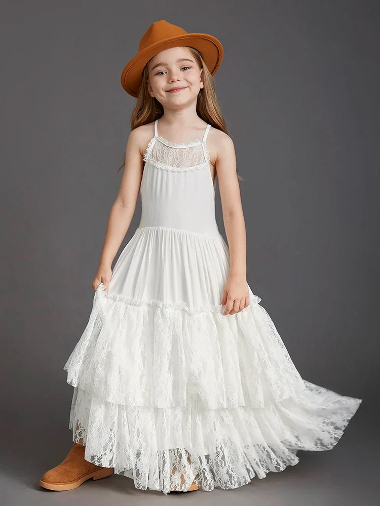 Summer Girls Lace Dresses Kids Flower Girl Wedding Princess Party Dress Vestidos Costume Children Clothing For 4-14Years