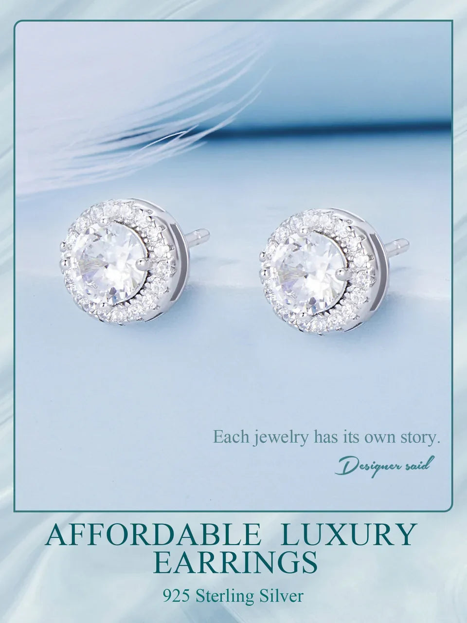 Gold Plated Halo CZ Stud Earrings 925 Sterling Silver Hypoallergenic Classic Elegant Heart Earrings Jewellry BSE894