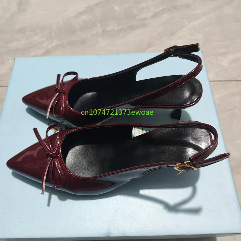 Bow Pointed Toe High Heels Sandals Women Brand Designer Shoes Fashion Slides Sexy Slingback Shoes Elegant Mules Sandals Female