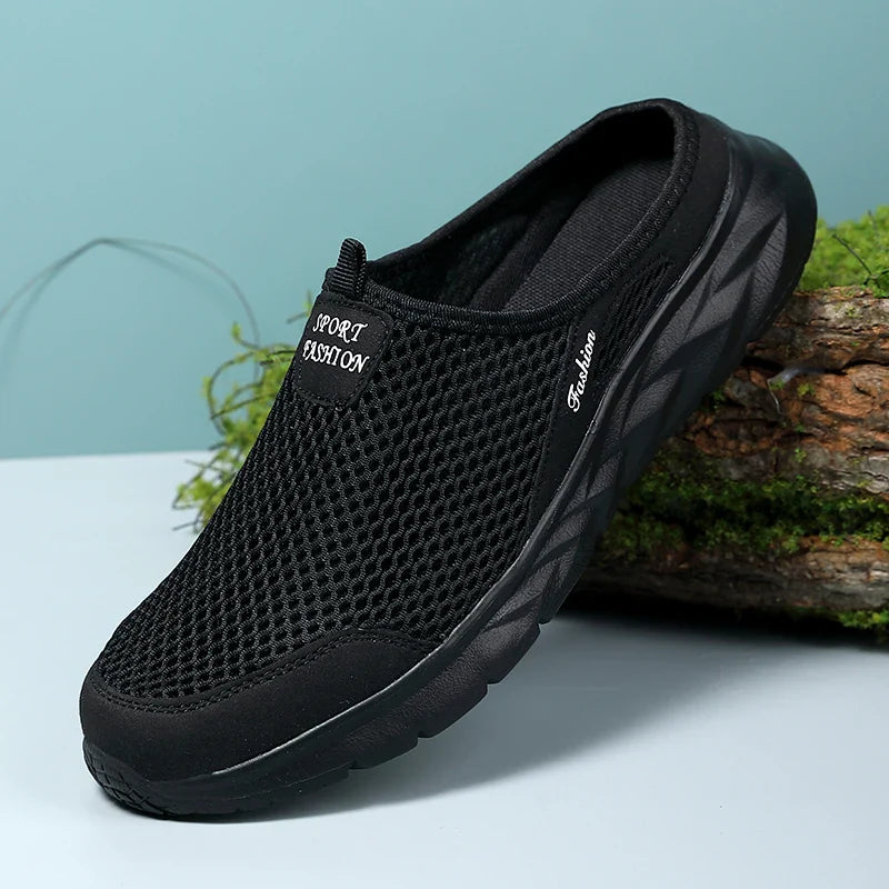 Casual Shoes Men Summer Half Shoes Slippers Slides Slip on Shoes Men Mesh Breathable Soft Comfortable Slippers for Men