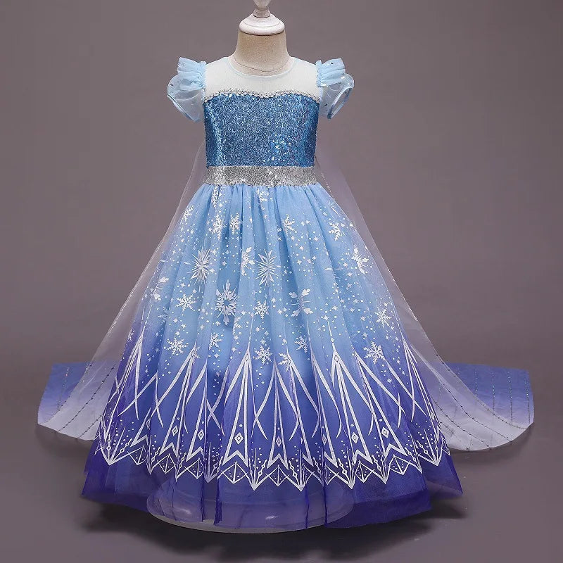 Fantasia Infantil Cosplay Elsa com LED Meninas Aniversário Festa Role Playing Vestido de Princesa com Capa Fantasia de Carnaval Halloween