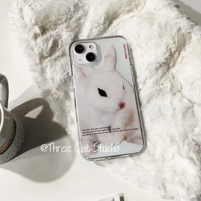 Cute Hazy Rabbit Korean INS Cartoon Phone Case For IPhone 16 15 14 13 12 11 Pro Max XR XS Max 7 8 Plus Kawaii Cover Case Funda