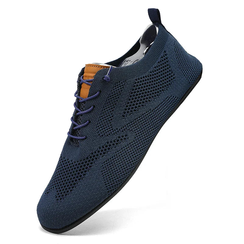 Sapatos Masculinos de Verão em Malha, Sapatilhas Planas para Uso Exterior, Sapatos de Caminhada de Alta Qualidade, Confortáveis, com Cadarço, Respiráveis, Antiderrapantes, Casuais