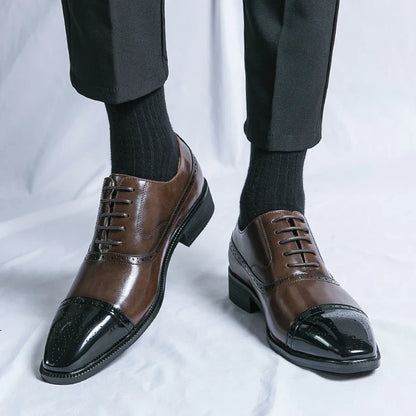Men Lace Up Square Toe Dress Shoes, Business Black Oxfords Shoes