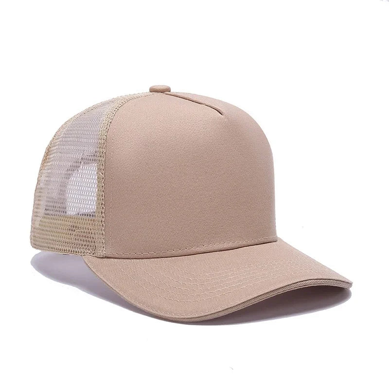Custom Trucker Hat Logo Cotton Mesh Breathable Baseball Cap Women Men Summer Sunshade Mesh Cap 5 Panels Truck Hat Cap Wholesale