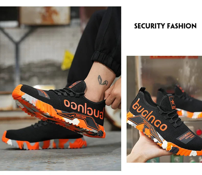 Indestructible Men Work Safety Shoes Steel Toe Work Sneakers Lightweight Anti-piercing Work Boots Industrial Construction Boots