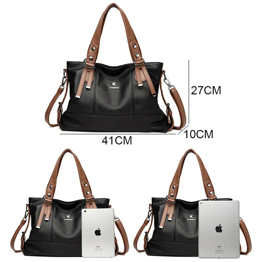 100% Cow Leather Handbag Women Genuine Leather Shoulder Bags Natural High Quality Cowhide Crossbody Large Capacity Messenger Bag